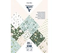 Clairefontaine 95545C - BLOC PAPIERS IMPRIMÉS, A4 (21x29,7cm), 20 feuilles à motifs 160g + 1 idée créative, Romantique