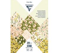Clairefontaine 95546C - BLOC PAPIERS IMPRIMÉS, A4 (21x29,7cm), 20 feuilles à motifs 160g + 1 idée créative, Printemps
