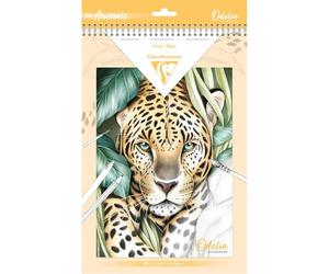 Clairefontaine 95744C - ODELIA, Bloc de coloriage multi-techniques, 20 feuilles A4 (21x29,7cm), 250g, Les animaux