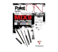 Clairefontaine 960067C - PaintON MIX9 Bloc encolado multitécnica - 27 Hojas Papel de dibujo multitécnica - Surtido con 9 Papeles x 3 Hojas - A6 10,5 x 14,8 cm 250g