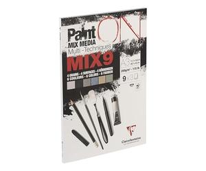 Clairefontaine 960078C - Bloc Pegado PaintON MIX9 Multi-técnicas - 27 Hojas de Papel de Dibujo Multi-técnicas - Surtido de 9 Papeles x3 Hojas - A3 29,7x42 cm 250g