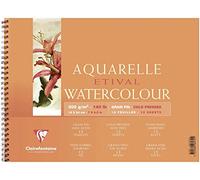 Clairefontaine 96070C - Álbum de espiral (12 hojas, papel Aquarelle, 100% celulosa, grano fino, calidad de estudio, 18 x 24 cm, 300 g)