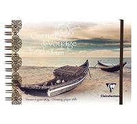 Clairefontaine 96104C - Un carnet de voyage à spirale 60 pages de papier dessin à grain blanc 14,8x21 cm 180g, couverture polypro (plastique), Pirogue