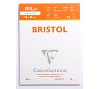 Clairefontaine 96170C - Bloc de cartón Bristol (24 x 32 cm, 205 g, 20 hojas), color blanco