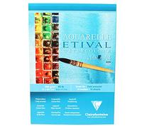 Clairefontaine 96302C Bloc Encollé Etival - 10 Feuilles Papier Aquarelle Blanc 100% Cellulose Grain Fin Qualité Étude A4 21x29,7 cm 200g