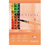 Clairefontaine 96306C - Bloc pegado cabeza papel de dibujo Etival 10 hojas 29,7x42 cm 300g grano fino blanco