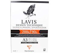 Clairefontaine 96342 C - Bloc encolado en-tête Lavis técnica A3 10 hojas 200 g