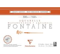 Clairefontaine 96343C - Bloc encolado (4 caras, 20 hojas, papel acuarela, 100% algodón, grano satinado, calidad profesional, 18 x 26 cm, 300 g)