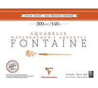 Clairefontaine 96344C - Bloc encolado (4 caras, 20 hojas, papel acuarela, 100% algodón, grano satinado, calidad profesional, 23 x 31 cm, 300 g)