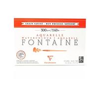Clairefontaine 96348C - Bloc encolado (12 hojas, papel acuarela, 100% algodón, grano satinado, calidad profesional, 12 x 18 cm, 300 g)