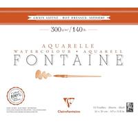 Clairefontaine 96349C - Bloc encolado (12 hojas, papel acuarela, 100% algodón, grano satinado, calidad profesional, 24 x 30 cm, 300 g)