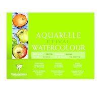 Clairefontaine 96460C - Bloc de dibujo rectangular para acuarela (grano grueso, celulosa, 18 x 24 cm, 25 páginas, 300 g, hojas encoladas), color blanco