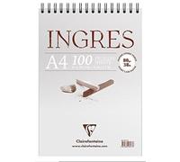 Clairefontaine 96477C Ingres Pastel Espiral Bloc - 100 Hojas Ingres Laid Ivory Paper - A4 21 x 29,7 cm 80g - Ideal para dibujar a lápiz, tiza roja o carboncillo