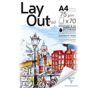Clairefontaine 96533C Bloc Encollé Papier Layout - 70 Feuilles Papier Blanc Uni Extra Lisse A4 21x29,7 cm 75g - Papier Idéal pour le Dessin au Feutre à Alcool