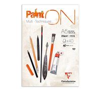 Clairefontaine 96538C PaintON Bonded Block - 40 hojas Papel de dibujo multitécnico de grano muy ligero - Blanco - A5 14,8x21 cm 250g