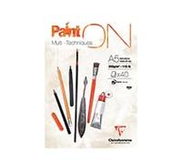 Clairefontaine 96538C - Un bloc encollé de papier dessin Paint'On 40 feuilles 14,8x21 cm 250g, Blanc- Paquet de 4 blocs