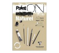 Clairefontaine 96543C Naturel PaintOn Block (250 g, DIN A2, 42 x 59,4 cm, encolado, 30 hojas, adecuado para lápiz, tiza o pastel, ideal con superficie rugosa y tono de arena), color marrón natural