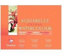 Clairefontaine 96574C - Bloc pegado por 4 lados papel Etival, 10 hojas, grano fino 20x40 cm 300 g, blanco