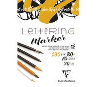 Clairefontaine 96580C - Bloc Collé Lettering A5 14,8x21 cm190g - 20 Feuilles de Papier Vélin Clairefontaine Extra-Blanc et Lisse - Idéal pour le Lettering