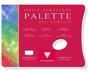 Clairefontaine 96593C - Une palette encollée 3 côtés pour Huile et Acrylique comprenant 40 feuilles 29,7x42 cm 90g