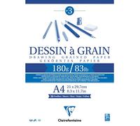 Clairefontaine 96624C - Bloc de papel encolado de grano - 30 hojas de papel de dibujo de grano marcado - A4 21 x 29,7 cm, 180 g, ideal para dibujo de lápiz, fieltro - Paquete de 5 bloques