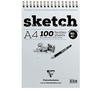 Clairefontaine 96644C Sketch - Bloc de dibujo (doble espiral, papel Sketch, DIN A4, 21 x 29,79 cm, 100 hojas, 90 g), color marfil
