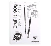 Clairefontaine 96653C Bloc Agrafé GraF'it - 80 Feuilles Papier Dessin Croquis - Réglure pointillés DOT - Feuilles Détachables - A4 21x29,7 cm 90g - Couleur de Couverture Aléatoire