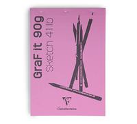 Clairefontaine 96671C GraF'it - Bloc de grabado (80 hojas, papel de dibujo cruzado, liso, hojas desmontables, A5, 14,8 x 21 cm, 90 g, tapa rosa, paquete de 10 bloques)
