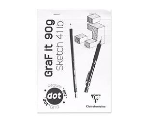 Clairefontaine 96691C - Pack de 5 bloques de bocetos GRAF IT, DIN A4, 21 x 29,7 cm, encolado en la cabeza, 80 hojas de 90 g, lineado DOT, blanco, 1 paquete