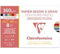 Clairefontaine 96769C - Pochette Dessin Couleur à Grain A3 8F 160g assorti pastel