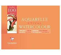 Clairefontaine 96788C - Bloc encolado 2 Lados Etival - 100 Hojas Papel Acuarela Blanco 100% Celulosa Grano Fin Calidad Estudio 30x40 cm 300g