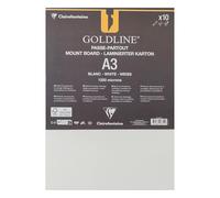 Clairefontaine 96814C Paquetee de Cartones para Paspartú Goldline A3 29,7x42 cm 1,25 mm de Espesor - 10 Hojas Contrachapadas Alma Blanca - Blanco - Ideal para el Enmarcado