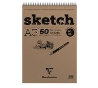 Clairefontaine 96902C - Bloc de dibujo con doble espiral (papel Sketch, DIN A3, 29,7 x 42 cm, 50 hojas, 90 g), color blanco