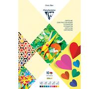 Clairefontaine 97149C Bloc de 10 Feuilles de Papier Couleur - Format A3 (29,7x42cm) - Papier Cartonné 270g/m² pour Bricolage et Dessins - Loisirs Créatifs Enfants et Adultes - 10 Couleurs Assorties
