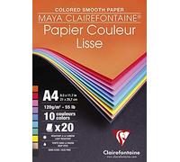 Clairefontaine 97444C - Un bloc Dessin lisse Maya 20 feuilles 21x29,7 cm 120g, teintes vives assorties