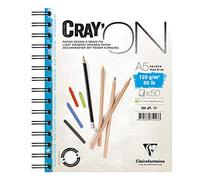 Clairefontaine 975023C Bloc Spiralé Cray'ON - 50 Feuilles Papier Dessin Blanc au Grain Fin - Feuilles Détachables - A5 14,8x21 cm 120g