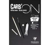 Clairefontaine 975038 C Carbon - Bloc encolado 20 hojas 120 g de papel de color negro A2