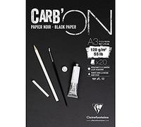Clairefontaine 975038 C Carbon - Bloc encolado 20 hojas 120 g de papel de color negro A3