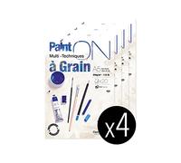 Clairefontaine 975048C - Bloque de pegamento multitécnico de PaintON - 20 hojas de papel de dibujo multitécnico con grano pulido, blanco - A5 14,8 x 21 cm, 250 g, paquete de 4 bloques