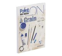 Clairefontaine 975048C PaintON Bonded Block - 20 hojas Papel de dibujo multitécnico, 2 superficies, (1 grano muy pronunciado - 1 grano liso) - Blanco - A5 14,8x21 cm 250g