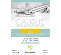 Clairefontaine 975082C Bloc Pegado Papel Calco - 50 Hojas Papel Calco Altamente Transparente - A2 42x59,4 cm 55g - Ideal para el Dibujo Técnico