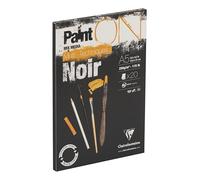 Clairefontaine 975168C Bloc Collé PaintON Multi-techniques - 20 Feuilles Papier Dessin Multi-techniques au Grain Légèrement Rugeux - Noir - A5 14,8x21 cm 250g