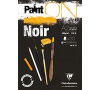 Clairefontaine 975171C - Bloc paint'On encolado en cabeza 20 hojas negras 250 g 42 x 59 cm