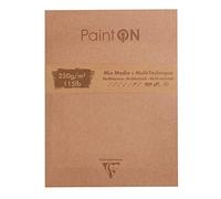 Clairefontaine 975172C - Un bloc encolado con cabecera de papel de dibujo Paint'On 50 hojas con un borde deshilachado 22,9x30,5 cm 250g, colores surtidos y cubierta kraft
