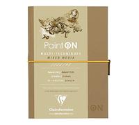 Clairefontaine 975183C - Un cuaderno cosido de papel dibujo Paint'On 64 páginas naturales, 14,8 x 21 cm, 250 g, cierre elástico, tapa blanda Kraft