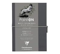 Clairefontaine 975184C Paint'On - Cuaderno cosido de papel, 64 páginas, 14,8 x 21 cm, 250 g, cierre elástico, tapa flexible gris