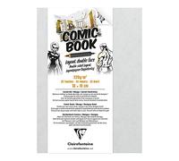Clairefontaine 975196C - Libreta de doble cara (32 hojas, papel de dibujo blanco, extra liso, 13 x 18 cm, 220 g, papel para dibujar con alcohol, tinta china y Line Art