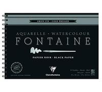 Clairefontaine 975313C - Un álbum a espiral de papel de dibujo Fontaine grano fino 12 hojas 19x26 cm 300g, Negro