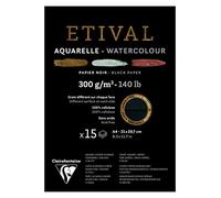 Clairefontaine Bloc 1 lado Etival 975318C Papel dibujo 15 h 21x29,7cm 300g doble grano Negro