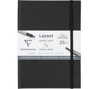 Clairefontaine 975342C - Cuaderno de diseño de doble cara, apertura plana, 25 hojas de papel de dibujo blanco, extra liso, A5, 14,8 x 21 cm, 220 g, ideal para dibujo de fieltro de alcohol, tinta china